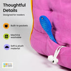 Gifts for Readers & Writers Tablet & Book Stand, Soft Reading Pillow, Book Holder with Pockets for Storage, Suitable for eReader/iPad/Kindle or Galaxy Devices, Book Couch Blue - Image 5