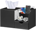 Nightstand Organizer with Tissue Holder,PU Leather Square Tissue Box Cover by PUSU