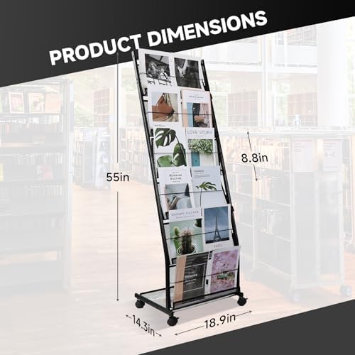 Floor-Standing Magazine Rack 6-Layer with Wheels, Brochure Display Stand for Exhibitions, Office, and Any Organization Requiring Information Display - Image 2