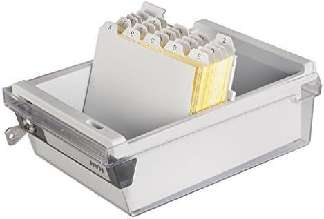 HAN 966-S-631, Card filing box Special Edition A6 landscape. Innovative, attractive design holds 800 cards with lock, readjustable lid supplied with large inscription label, light-grey-translucent - Image 3