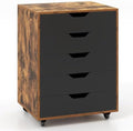 Giantex 5-Drawer Storage Cabinet with Drawers, Wheels, Rolling Lateral Filing Under Desk, Chest, 19.5" x 16" x 25.5" Office Mobile File Cabinet for Living Room, Study by Giantex