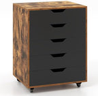 Giantex 5-Drawer Storage Cabinet with Drawers, Wheels, Rolling Lateral Filing Under Desk, Chest, 19.5" x 16" x 25.5" Office Mobile File Cabinet for Living Room, Study by Giantex