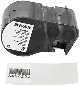 Brady Authentic (M5-119-461) Self-Laminating Cryogenic Polyester Labels 1.5" H x 3.75" W Black on White, Clear, 80 Labels. for use with The BMP51 and M511 Label Printers by BradyCorp