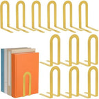 Chunful 12 Pcs Gold Modern Metal Book Ends for Shelves Decorative Small Bookends Book Shelf Organizer Minimalist Design Stopper to Hold Books for Office (Round) by Chunful