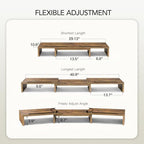 AMERIERGO Dual Monitor Stand Riser- 3 Shelf Screen Stand with Adjustable Length and Angle, 2 Extra Functional Slot Desktop Organizer Stand for PC, Computer, Laptop (Rustic Brown) - Image 2
