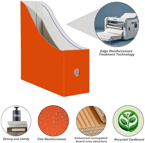 Limitliho 24 Pack Orange-Red Cardboard Magazine Holder for Desk or Shelves - Image 2