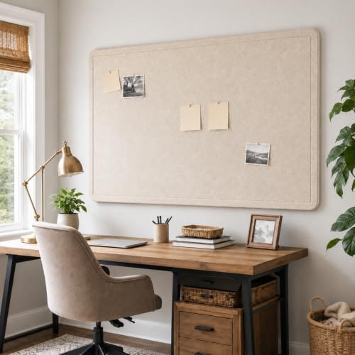 72 x 48 Inch Beige Felt Bulletin Board for Wall, Frameless by CreateYourIdealSpace