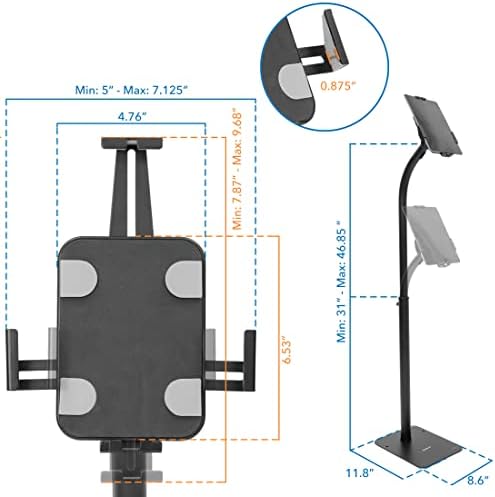 Mount-It! Anti-Theft Universal Tablet Floor Stand with Locking Clamp, Black - Image 3