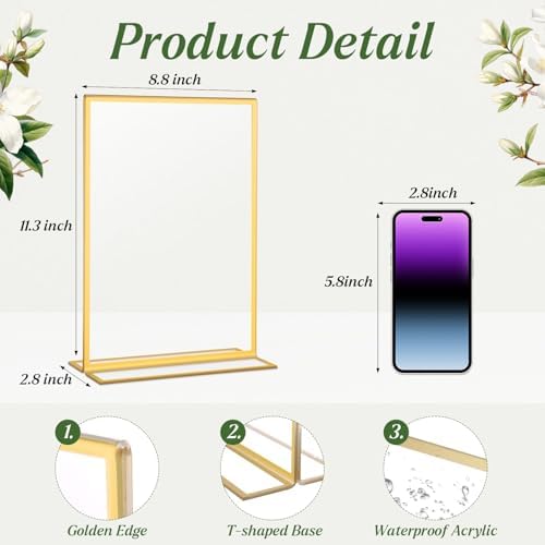 8 Pack Gold Acrylic Sign Holders 8.5x11 Inch Table Menu Display Holders - Image 4