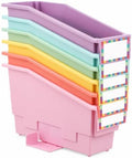 gisgfim 6 Pcs Non-Tip Book Bins with Stabilizer Wings (Pastel) by gisgfim