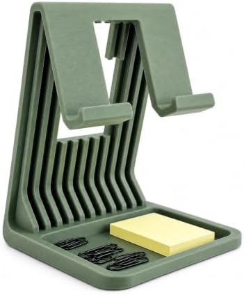 Premium Tablet & Phone Stand with Desk Organizer Tray - Ergonomic Desktop Device Holder for iPad, iPhone, Android - Modern Home Office Accessory & Sticky Note Holder (Green) by Unknown