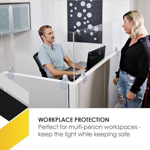 OBEX Acrylic Mounted Large Brackets Quality Desk Privacy Panel & Divider for Your Office Cubicle-Increase Separation & Improve Productivity (Clear, 18"W X 66"H) - Image 7