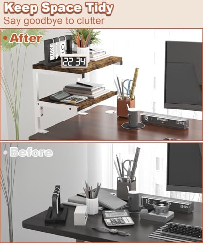 Mondazie 2-Tier Adjustable Desk Shelf Organization, White - Image 6