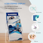 KTRIO 4 Tier Acrylic Brochure Holder 6 x 9, 2 Pack, Desktop/Wall Mount - Image 6