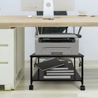 EMERIT 2-Tier Under Desk Printer Stand w/Storage - 19.5x19.5x12.8''Heavy Duty Rolling Cart, Mobile Printer Table with Lockable Wheels for Home Office Organization - Industrial Style - Image 5