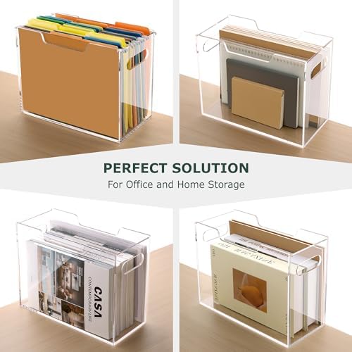 Acrylic Hanging File Organizer Box with Handles, Letter Size - Image 5
