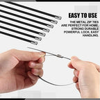 Pelopy Black 304 Stainless Steel Zip Ties, 1000 Pcs, 11.8" - Image 3