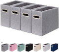 4 Packs Letter Size File Organizer, File Folders Organizer, Fabric Storage Box, Collapsible Paper Organizer with Metal Handle, Smooth PVC Rails, Only Box (Gray) by ComfortKeeper