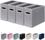 4 Packs Letter Size File Organizer, File Folders Organizer, Fabric Storage Box, Collapsible Paper Organizer with Metal Handle, Smooth PVC Rails, Only Box (Gray) by ComfortKeeper