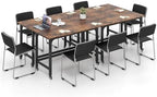 GOFLAME 4ft Conference Table Set of 4, Mobile Home Computer Desk, Meeting Room Table w/Detachable Storage Bag & 2 Headphone Hooks, Rolling Seminar Boardroom Table on Wheels, Black + Rustic Brown by GOFLAME
