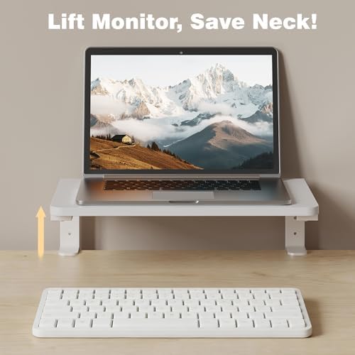 Desk Extender, 15-inch Clamp-On Desk Shelf, Height-Adjustable Desktop Shelf Organizer for Monitors Office and Gaming Accessories, Arm Support Table Extension, 44lbs Heavy Duty, White - Image 4