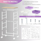 Goovilla Rolling Cart with 5 Drawers for Craft, Art, Dorm, Office, Purple - Image 6