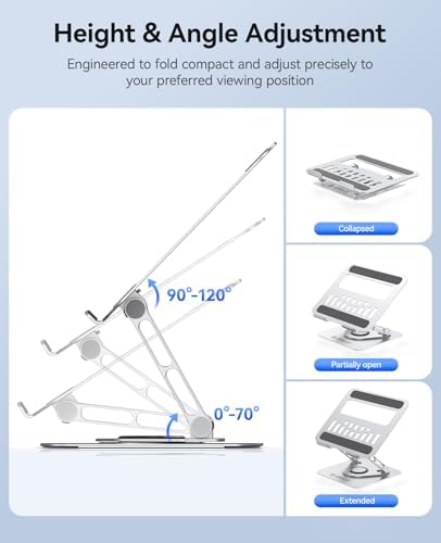 ORICO Adjustable Laptop Stand for Desk, 360° Rotating Base, ST12-Silver - Image 3
