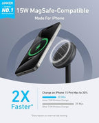 Anker MagSafe Charger, MagGo Qi2 15W 360-Degree Wireless Charger Stand - Image 2
