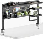 PEGZONE Clamp on Desk Shelf, 44" Desktop Shelving System, Black by Pegzone