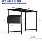 Pamray 47 Inch Computer Desk for Small Spaces with Storage Bag, Home Office Work Desk with Headphone Hook, Small Office Desk Study Writing Table - Image 3