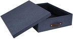 Bigso Oskar Canvas Fiberboard Document Letter Box - File Organizer Box for Important Paperwork - Document Storage with a Lid & Leather Handle - 3.3 in x 10.2 in x 13.8 in - Blue - Image 4