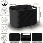 4 Pack Storage Baskets for Organizing, 13''Lx11''Wx8''H Woven Baskets for Storage Toys, Towels, Books, and Clothes, Cotton Rope Basket for Shelves with Handle - Image 2