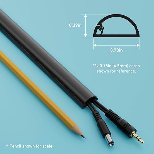 D-Line 157in Cord Hider Kit, Patented Cable Cover, Hide Wires on Wall, Channel for TV Mount Cords, Raceway Wire Hiders, Paintable, Adhesive, Half Round, 10x 0.78in W x 0.39in H x 15.7in L, Black - Image 4