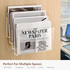 Hanging Wall File Organizer, 4 Tier Acrylic Desk Wall File Holder - Image 4