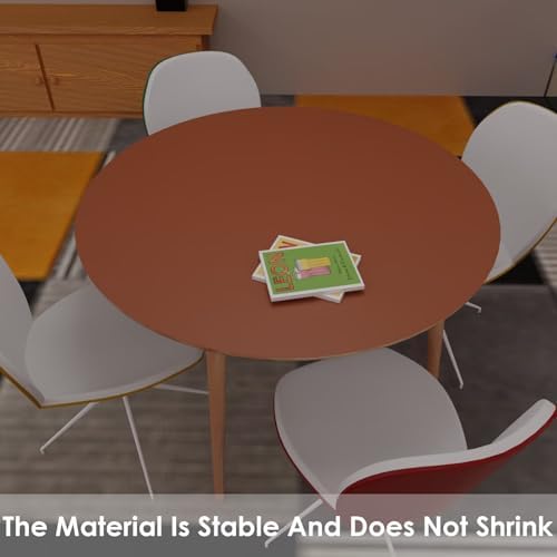 Round Table Cover - Can Be Used On Both Sides Waterproof and Easy to Clean Good Flatness Used for Dining Table(Brown+Gray Dia.48Inch) - Image 6