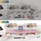 OPNICE Desk Organizer and Accessories, Computer Monitor Stand Riser with Drawer and 2 Pen Holders, Laptop Stand, Office Desk Accessories for Office Supplies, Pink - Image 6