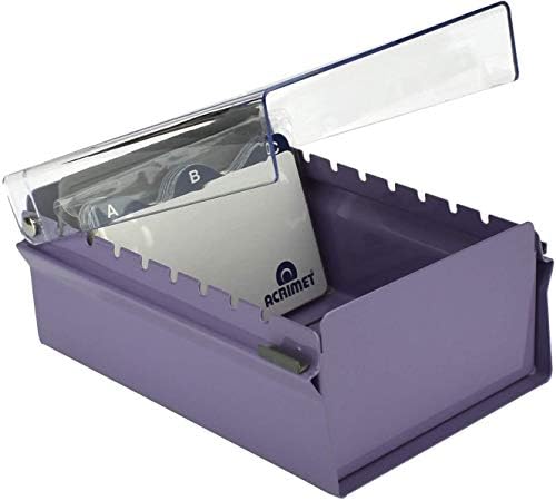 Acrimet 3 x 5 Card File Holder Organizer Box Metal Base Heavy Duty (AZ Index Cards and Divider Included) (Purple Color with Clear Crystal Plastic Lid Cover) - Image 6
