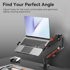 JINRAIKO Laptop Mount for Desk (11.3"-17.3"), 360° Rotating Foldable Laptops Arm Mount with Gas Spring, Heavy Duty Aluminum Adjustable Laptop Stand with Clamp/Grommet (Black) - Image 2