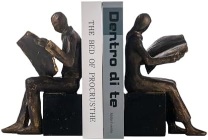 Lukitas Readers Decorative Bookends Heavy Duty Non-Slip, Bronze, Resin 8'' by Lukitas