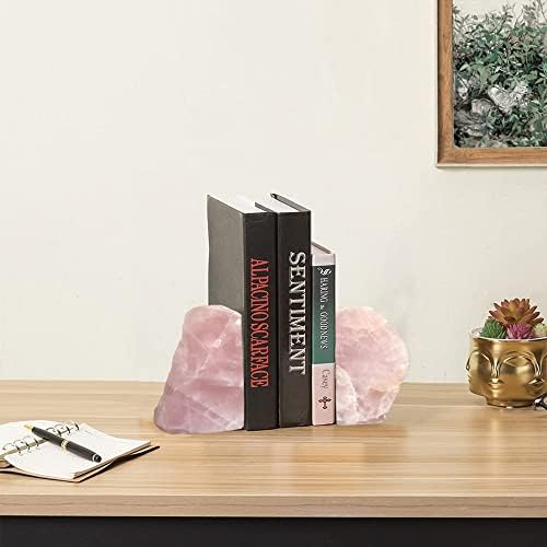 Rose Quartz Bookends Pink Crystal Decorative Book Ends Office Home Decor Small 1 Pair 2-3 Lbs - Image 6