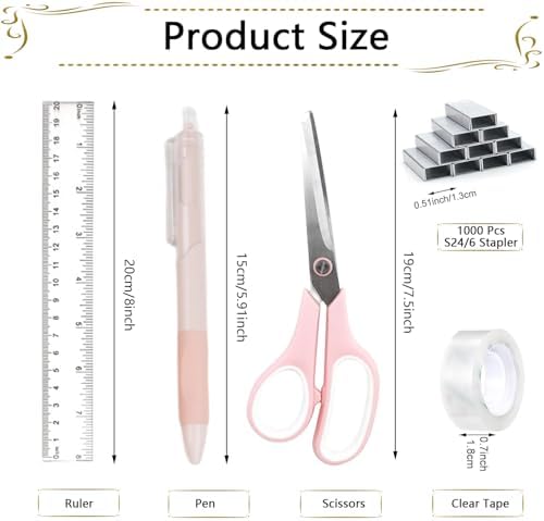 Office Supplies,Desk Accessories,Stapler and Tape Dispenser Set,1000 Staples,Staple Remover,Pen Holder,Folding Phone Holder,Journal Notebook,Ballpoint Pen,Scissor,Ruler,Clear Tape,Sticky Notes,Ect - Image 7