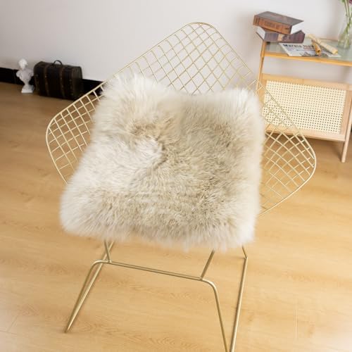 LLB Sheepskin Chair Covers - Office, Dining Room & Desk Chair Seat Cushion - Cream Brown, 18x18 Inch (Pack of 1) - Image 3