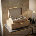 Decorative Storage Boxes with Lids, Set of 2 PU Leather Organizer Boxes by SUJUN
