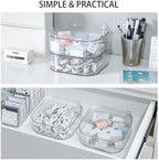 Large Cord Organizer Box with Lid, Clear, 2-Tiers, Rotating - Image 4
