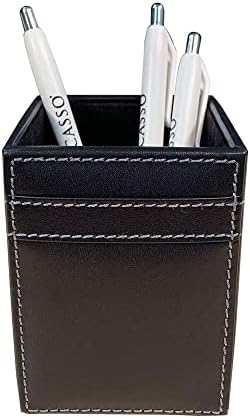Dacasso Rustic Black Leather Pencil Cup by Dacasso