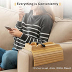 Bestjing 2 Pack Sofa Armrest Tray with Cup Holder Tray (Bamboo) - Image 6