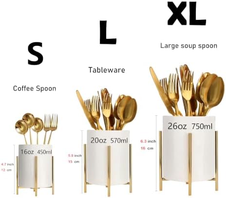 Utensil Organizer for kitchen, Knives and Forks with Shiny metal frame Tray for Farmhouse Kitchen Decor and Countertop(6 * 4.33inch) - Image 4