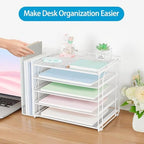 AUPSEN Desk Organizers and Accessories, 5-Tier Desktop Paper File Organizer with Removable File Holder, Desk Accessories & Workspace Organization for Home Office Supplies (White) - Image 4