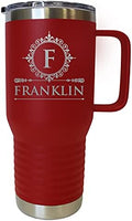The Wedding Party Store Custom Personalized 20 oz Stainless Steel Powder Coated Vacuum Insulated Double Walled Travel Tumbler Coffee Mug with Handle and Lid (Red) by The+Wedding+Party+Store