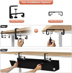 Univivi No Drill Under Desk Cable Management Tray, 36 inch Cable Management - Image 6